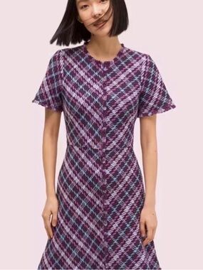 kate spade Purple Plaid Mini Dress with Blue Accents